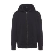 Moose Knuckles Svart Hoodie Tröja Ribbstickad Finish Black, Herr