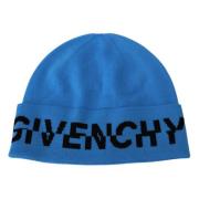 Givenchy Chic Ullmössa med Svart Logotyp Blue, Unisex