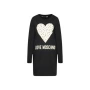 Love Moschino Snygg Bl Statement Bomullsklnning Black, Dam