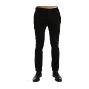 Costume National Elegant Svart Slim Fit Bomull Stretch Byxor Black, He...