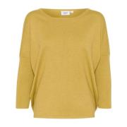 Saint Tropez R-Neck Pullover Strik Burnished Gold Melange Yellow, Dam