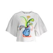 Desigual Stiligt vitt T-shirt med vida ärmar White, Dam