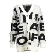 Desigual Elegant Stickad Kofta med Kontrastinsats White, Dam