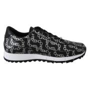 Jimmy Choo Elegant Läder Sneakers Svart Silver Black, Dam