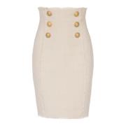 Balmain Linne Pennkjol Beige, Dam