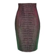 Balmain Iridescent Croco Jacquard Kjol Multicolor, Dam