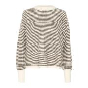 Kaffe Stickad Pullover Tröja Krita Brun Struktur Beige, Dam