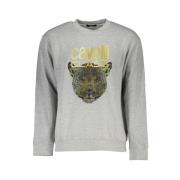 Cavalli Class Gra Designer Sweatshirt Rund Hals Gray, Herr