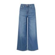 Ganni Bred Denim Jeans i Blå Blue, Dam