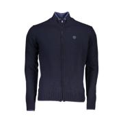 North Sails Blå Zip-Up Cardigan med Kontrastdetaljer Blue, Herr