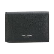 Saint Laurent Svart Grain de Poudre Läder Korthållare Black, Herr