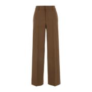 PT Torino Stretch Wool Palazzo Pant Brown, Dam