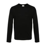 Saint Laurent Svart Logotyp Broderad Ull Jersey T-shirt Black, Herr