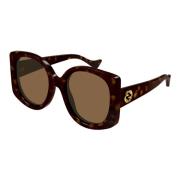 Gucci Stiliga solglasögon i Havana/Brun Brown, Dam