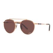 Ray-Ban Round II Titanium Polariserade Solglasögon Brown, Unisex