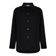 Jil Sander Svart Cashmere Boxy-Fit Ytterskjorta Black, Herr