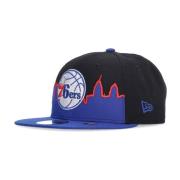 New Era Platt Skärmkeps NBA 76ers Svart Black, Herr