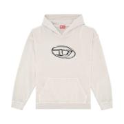 Diesel Logo Print Hooded Sweater Gray, Herr