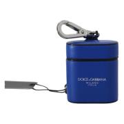 Dolce & Gabbana Lyxigt Läder Airpods Fodral Blue, Unisex