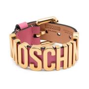 Moschino Logo Lettering Pin-Buckle Fastening Armband Purple, Dam