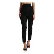 Dolce & Gabbana Svarta Ull Tapered Byxor Hög Midja Black, Dam