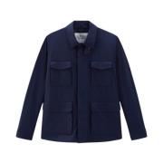 Woolrich Blå Field Jacket Stilfull Midsäsong Blue, Herr