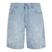 Versace Blå Denim Shorts Stone Washed Blue, Herr