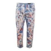 Dolce & Gabbana Mäns Målade Lösa Jeans Multicolor, Herr