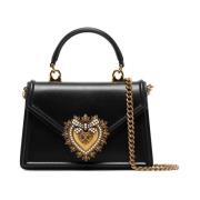 Dolce & Gabbana Svart Devotion Mini Läder Tote Black, Dam