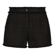 Dolce & Gabbana Svarta Ullblandade Shorts Franska Fickor Black, Dam