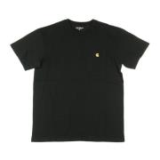 Carhartt Wip Svart/Guld Kortärmad T-shirt Mjuk Passform Black, Herr