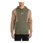 Emporio Armani EA7 Multifärgad Logo Dragsko Hoodie med Fickor Green, H...