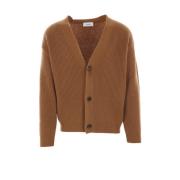 Lardini Brun Ull Kashmir Ribbstickad Kofta Brown, Herr