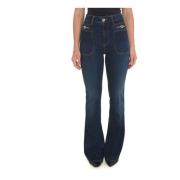 Liu Jo Högmidjade Slim-Fit Bell-Bottom Jeans Blue, Dam