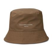 Philippe Model Nylon Läder Bucket Hat Tiffany Gul Brown, Herr