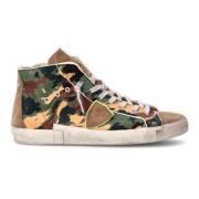 Philippe Model Grön Beige Camo Hög Topp Sneakers Green, Herr