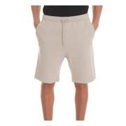 Boss Stretch Fleece-Bomull Bermuda Shorts Beige, Herr