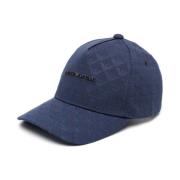 Emporio Armani Blå Allover Logo Baseballkeps för Män Blue, Herr