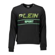 Plein Sport Hoodie Svart Långärmad Print Kontrast Black, Herr