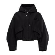 Jacquemus Kort Cropped Parka Jacka Black, Dam