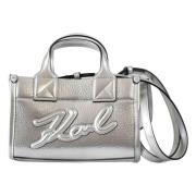 Karl Lagerfeld Grainy Tote Bag med Logotyp Prägling Gray, Dam