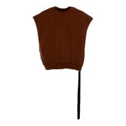 Rick Owens Ärmelös Fleecefodrad Sweatshirt med Tape-detalj Brown, Herr