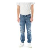 Edwin Tapered Fit Mid Waist Jeans Blue, Herr