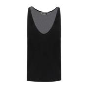 Elisabetta Franchi Svart Broderad Logga Jersey Topp Black, Dam