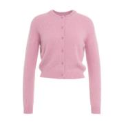 Roberto Collina Angora Stickad Kofta, Crew Neck, Made in Italy Pink, D...