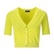 Elisabetta Franchi Cedar Cropped Cardigan med Strass Yellow, Dam