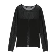 Federica Tosi Svart Top Aw24 Black, Dam