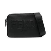 Fendi Axelväska med präglat logotyp Black, Herr