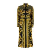 Versace Barock Siden Twill Klänning Multicolor, Dam