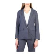 Armani Jeans Knäppt Bomull Linne Dam Blazer Blue, Dam